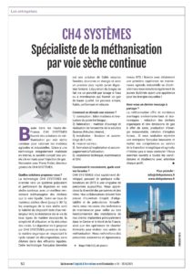 Page 52 du nouveau guide emplois et formations en méthanisation 2024-2025 pour parler de la technologie de CH4 SYSTEMES et des besoins en recrutement